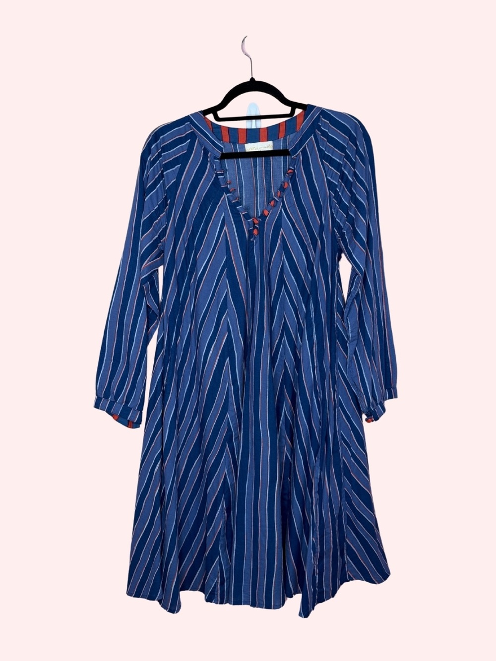 Natalie Martin Blue Striped V-Neck Midi Dress